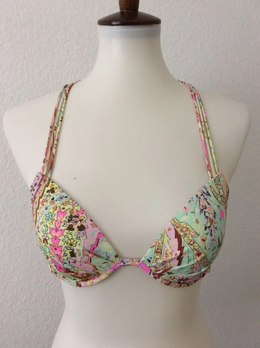 Victoria's Secret Bikini Top Pleated Multicolor Metallic Swimwear